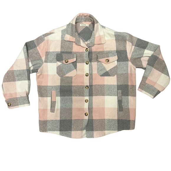 Plaid Pink and Gray Women's Jacket size M - Picture 1 of 5